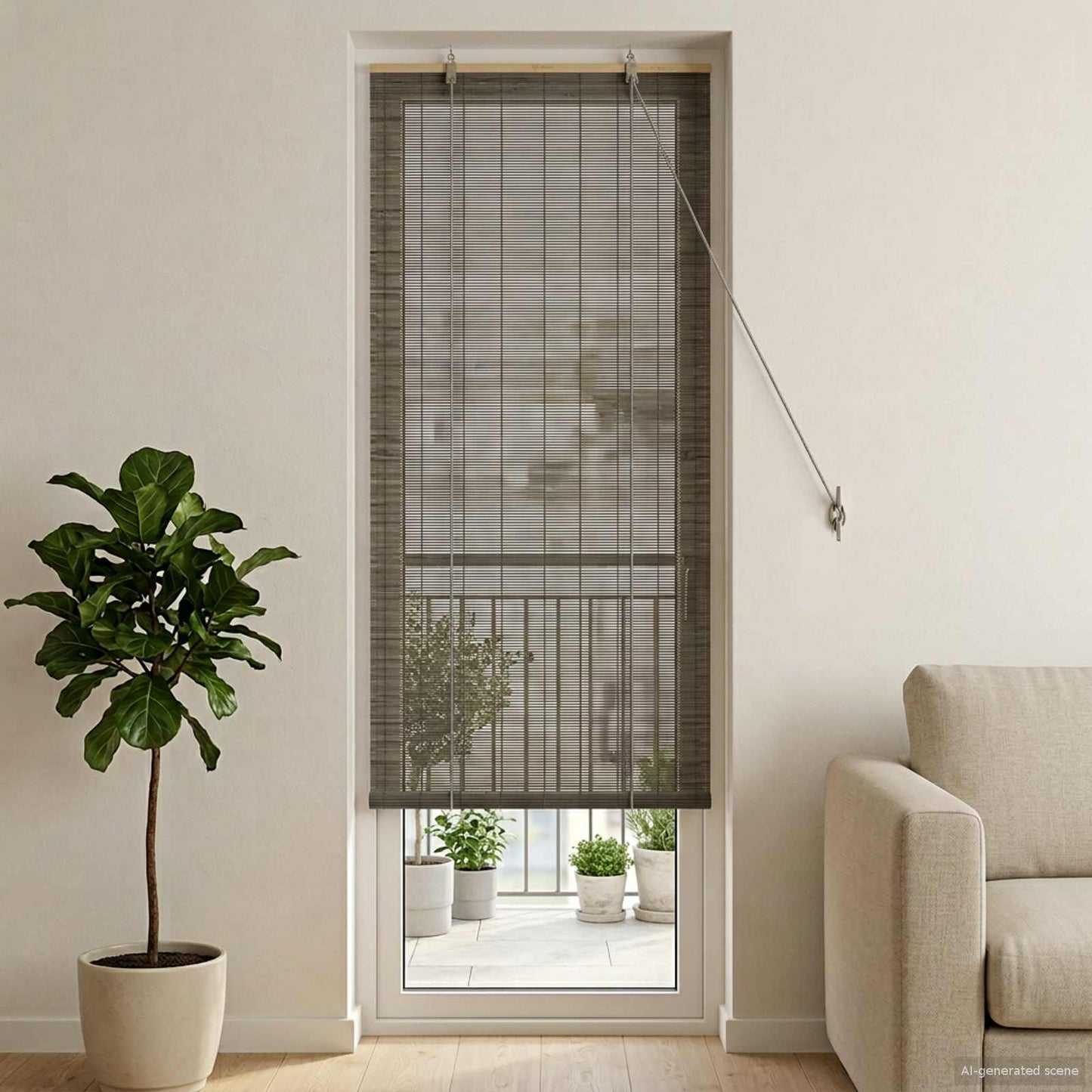 Roller Blind Grey 40 x 220 cm Bamboo