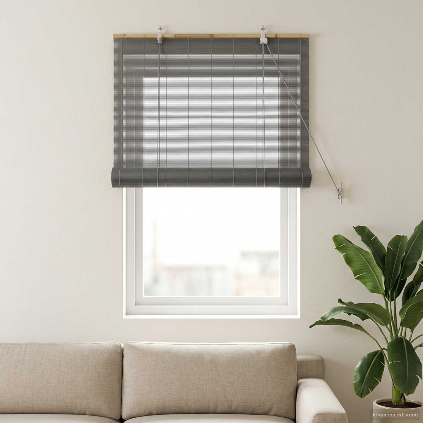 Roller Blind Grey 50 x 160 cm Bamboo