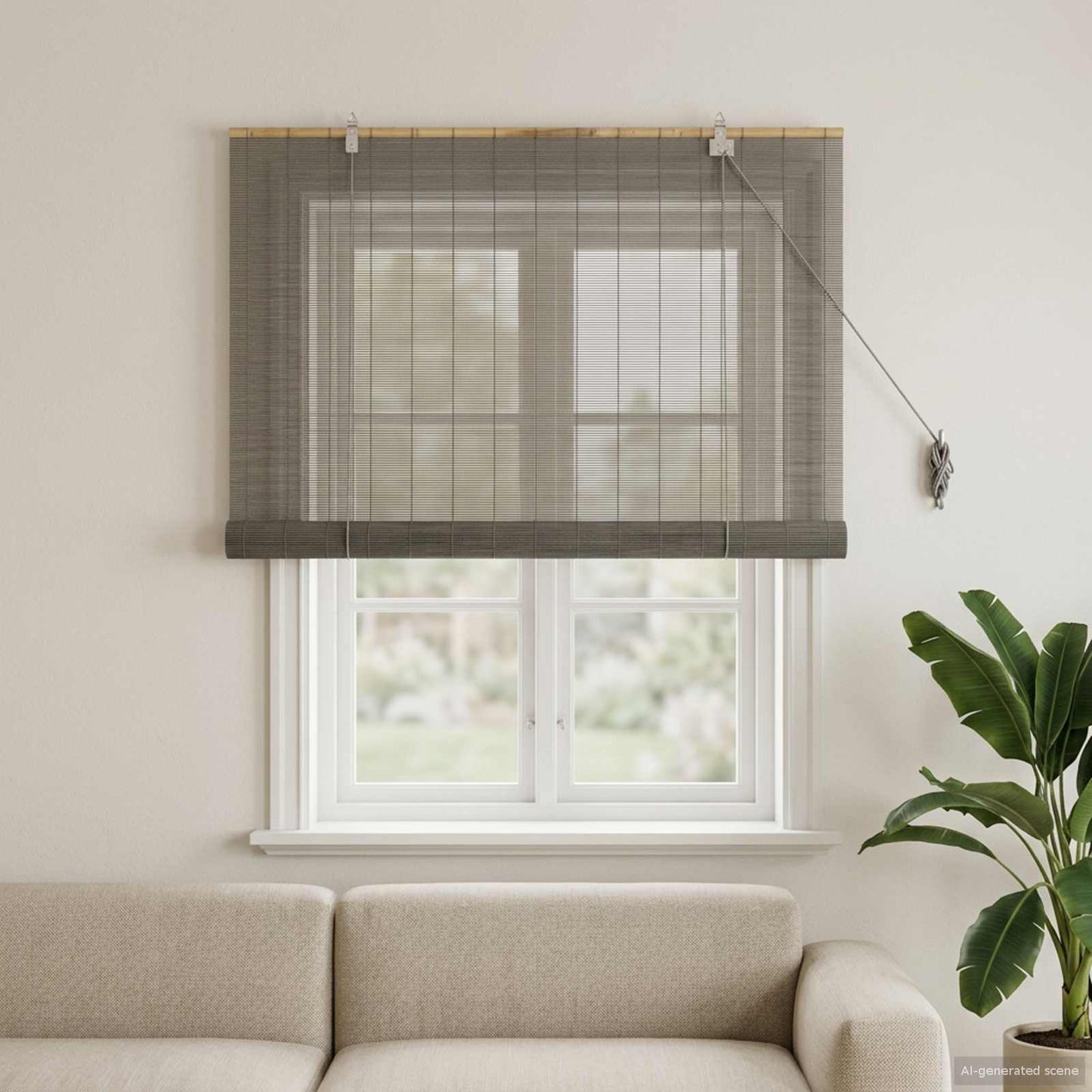 Roller Blind Grey 110 x 160 cm Bamboo
