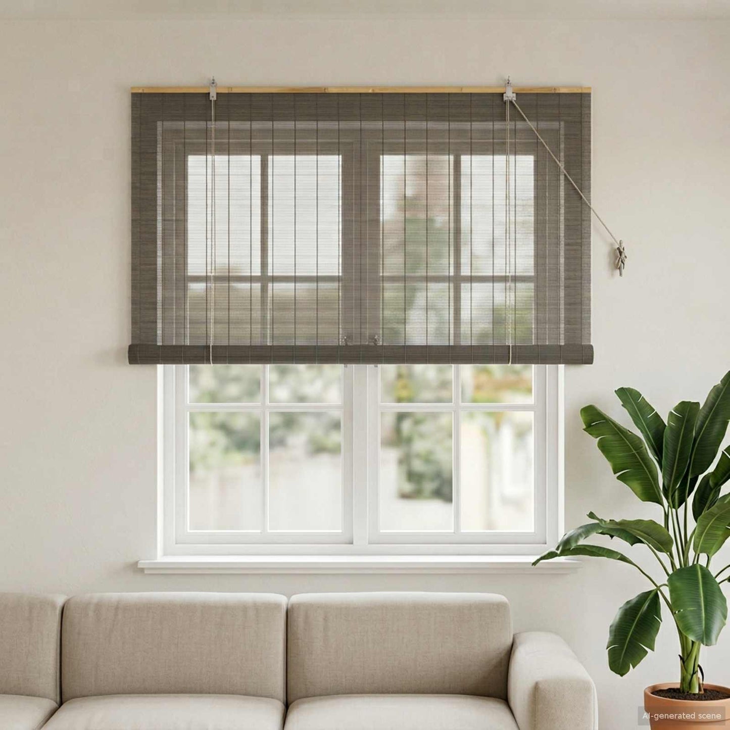 Roller Blind Grey 130 x 160 cm Bamboo