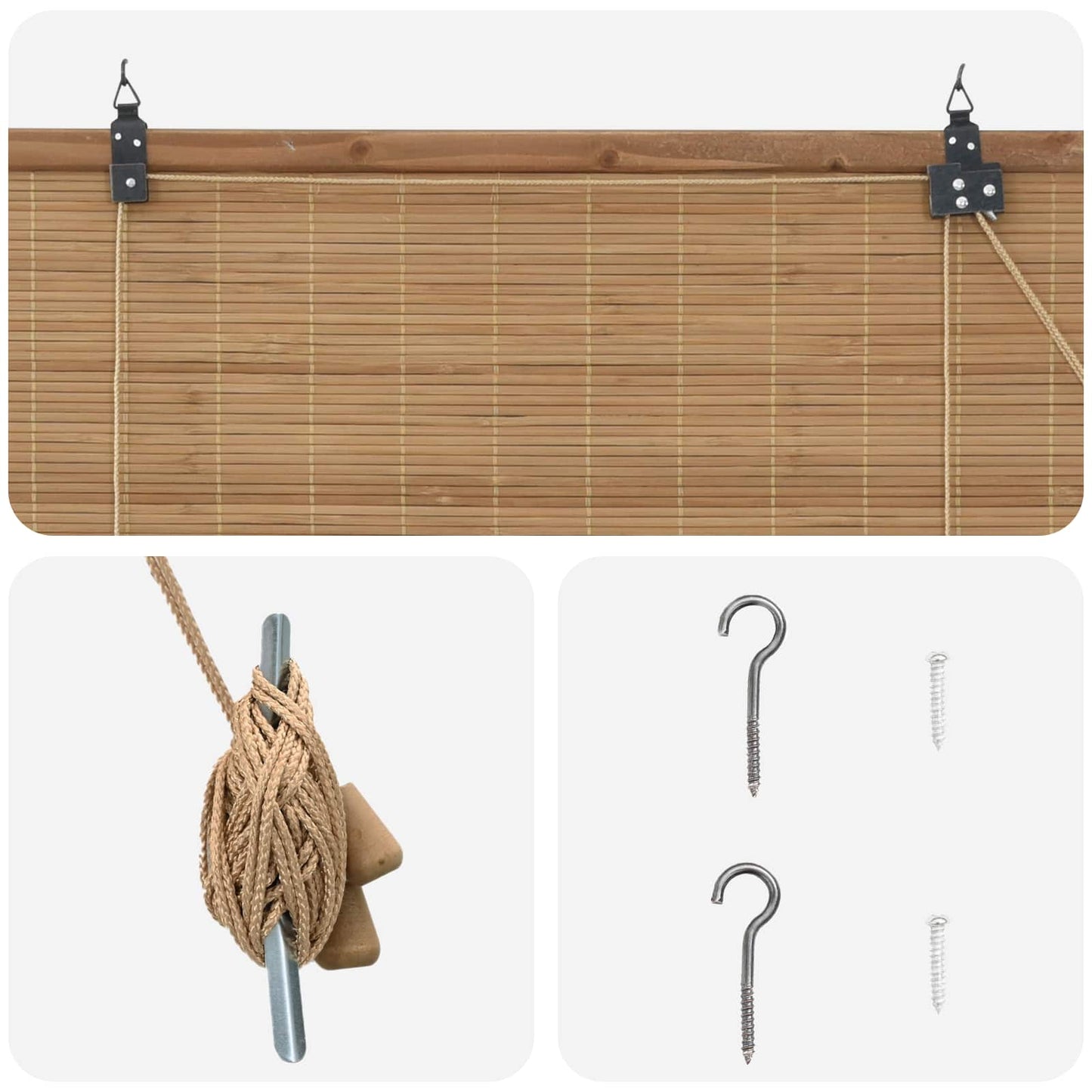 Roller Blind Brown 50 x 220 cm Bamboo
