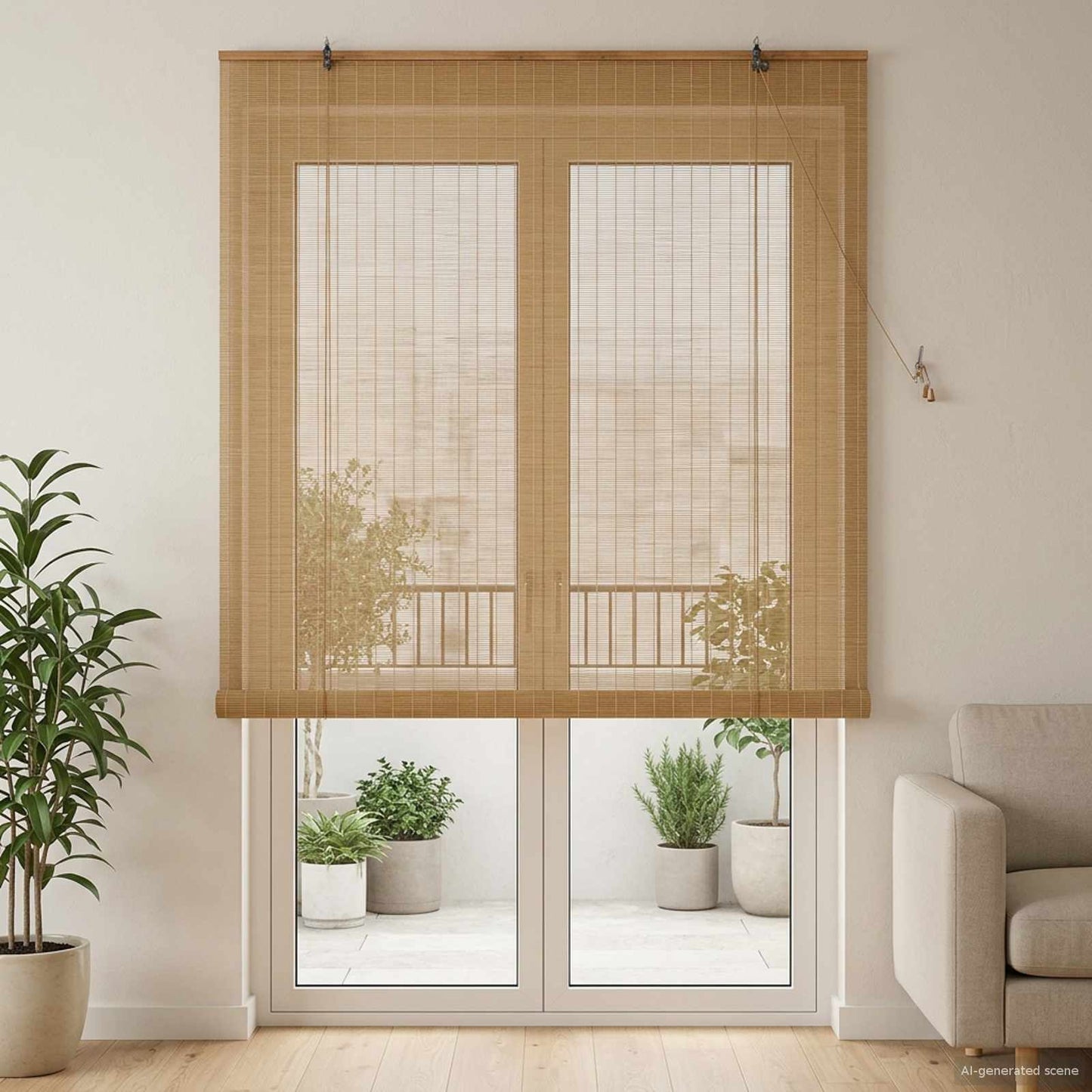 Roller Blind Brown 160 x 220 cm Bamboo