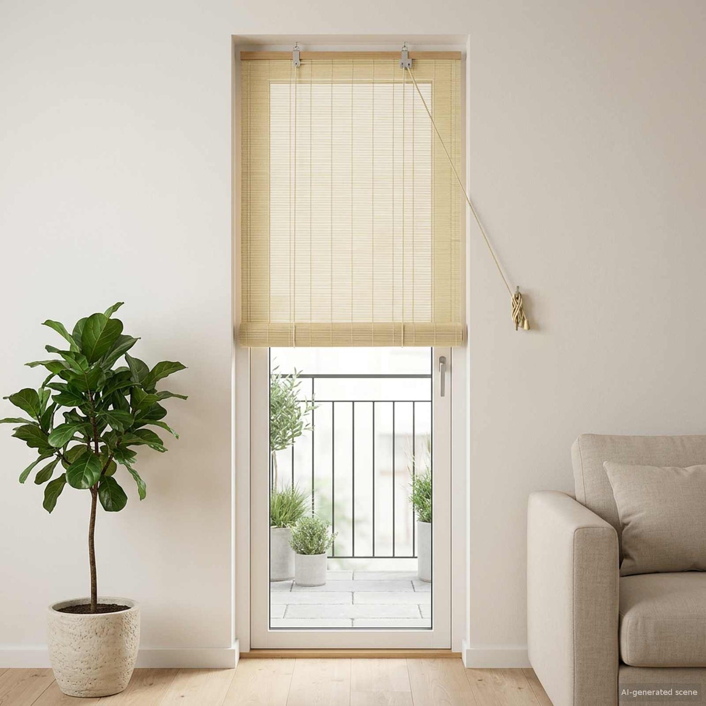 Roller Blind Natural 40 x 220 cm Bamboo
