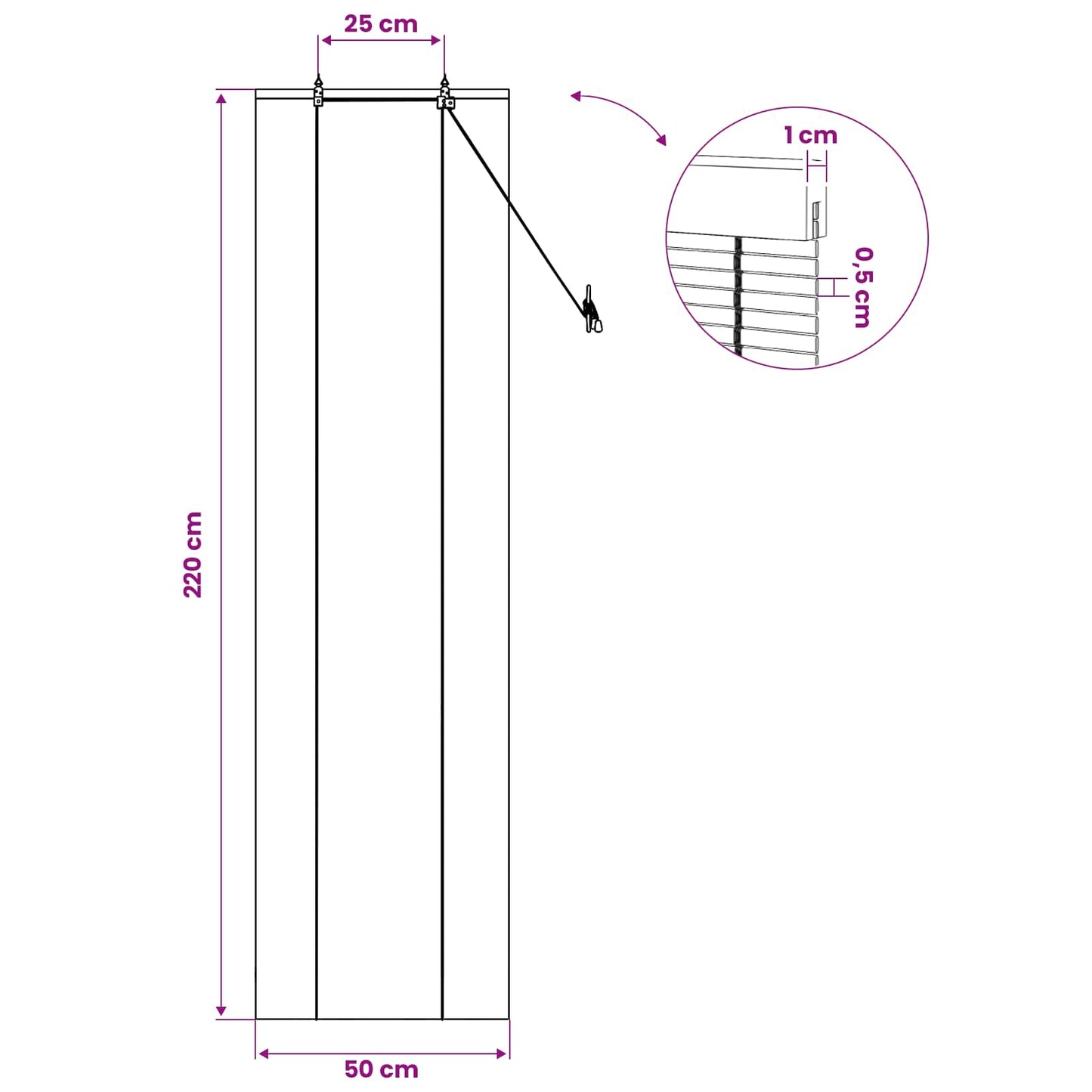 Roller Blind Natural 50 x 220 cm Bamboo