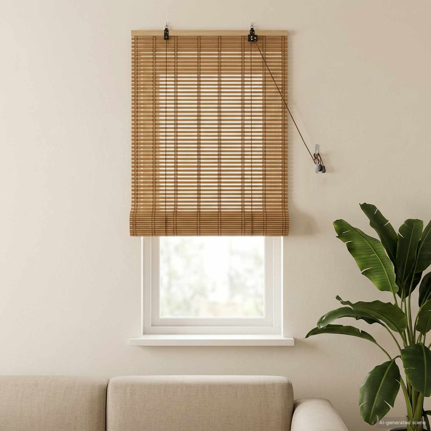 Roller Blind Natural and Brown 50 x 160 cm Bamboo