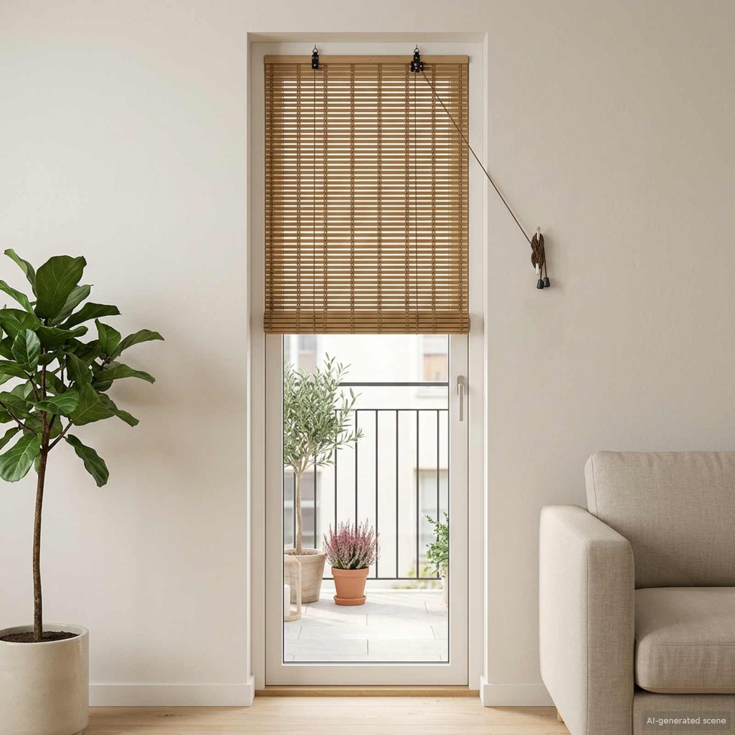 Roller Blind Natural and Brown 70 x 220 cm Bamboo