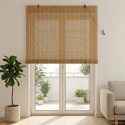 Roller Blind Natural and Brown 130 x 220 cm Bamboo