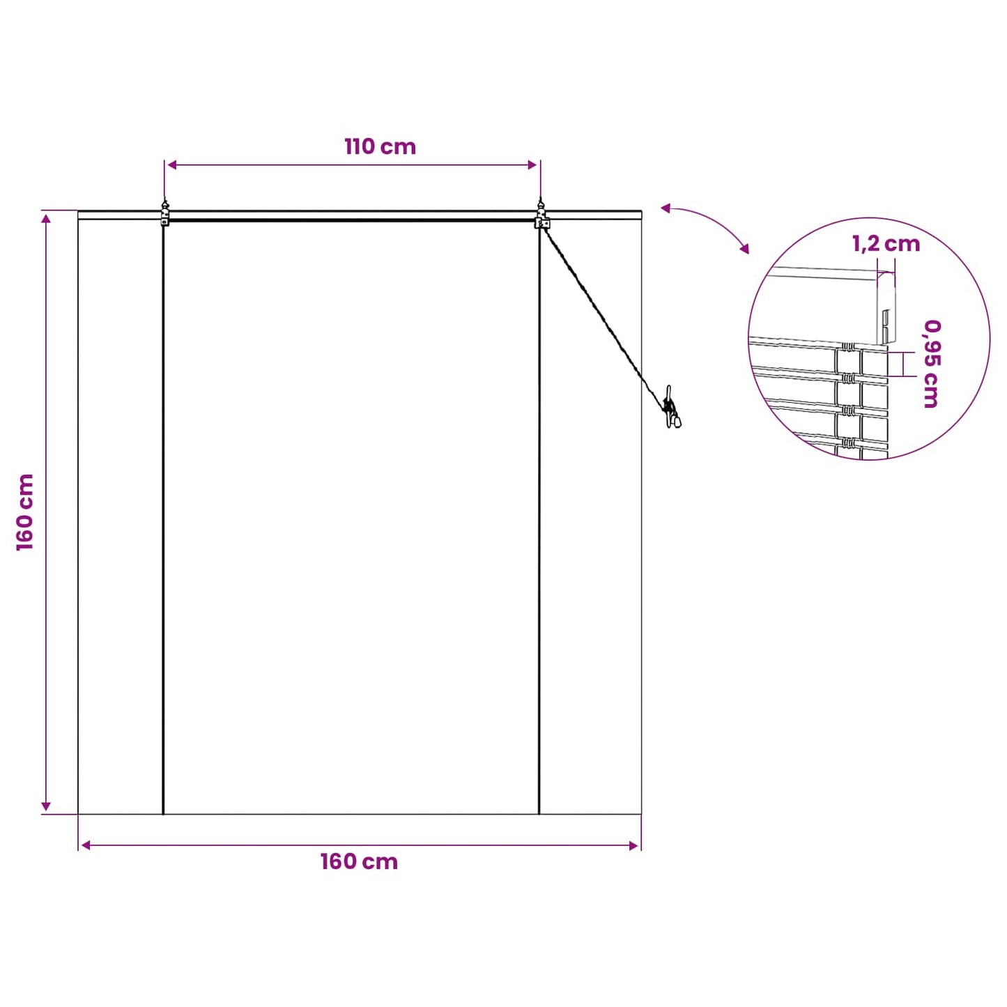 Roller Blind Natural and Brown 160 x 160 cm Bamboo