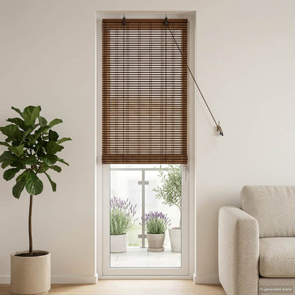 Roller Blind Brown 50 x 220 cm Bamboo