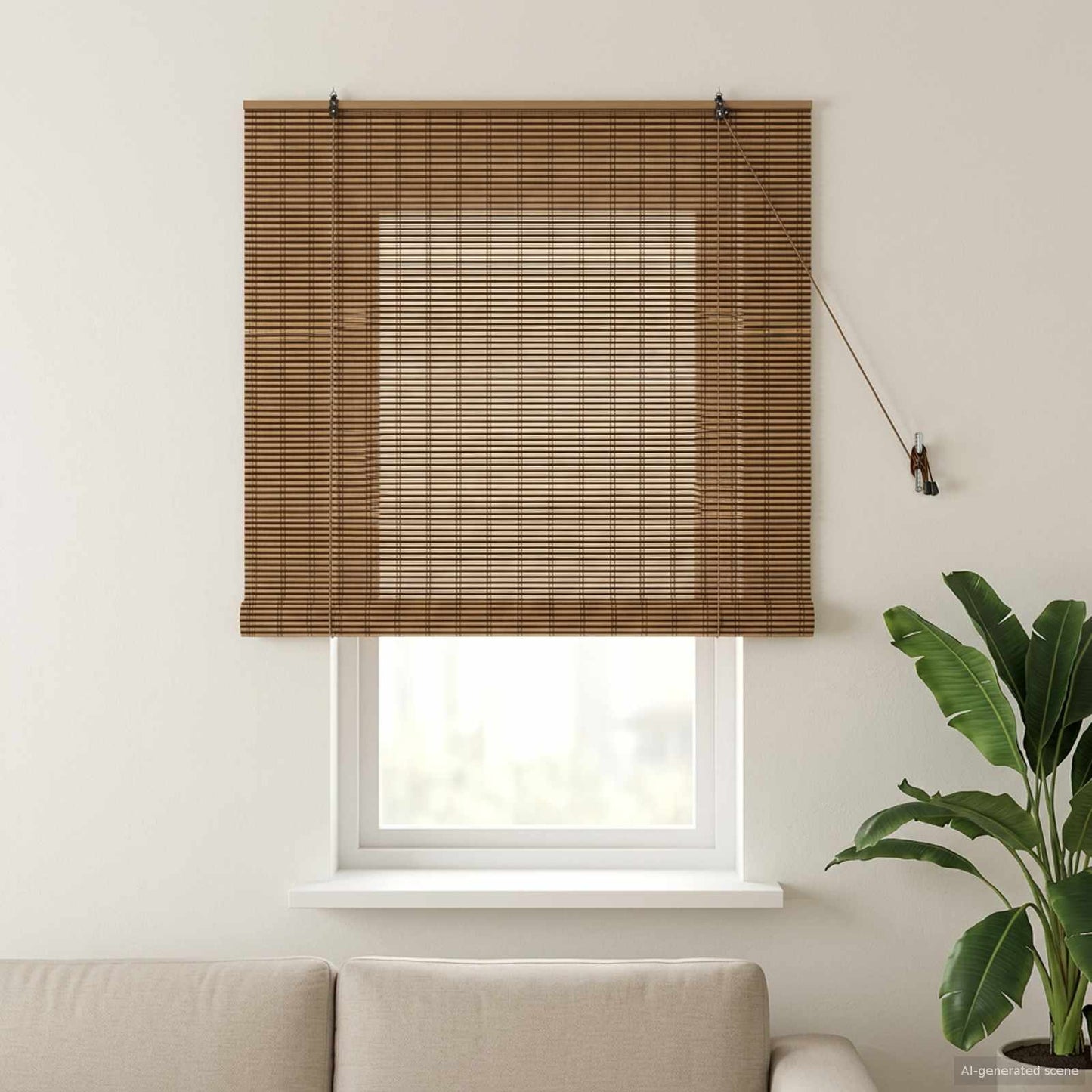 Roller Blind Brown 130 x 160 cm Bamboo