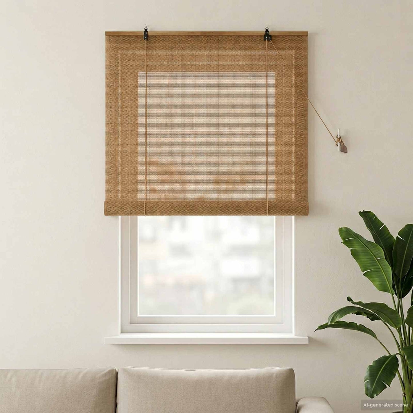 Roller Blind Brown 110 x 160 cm Bamboo
