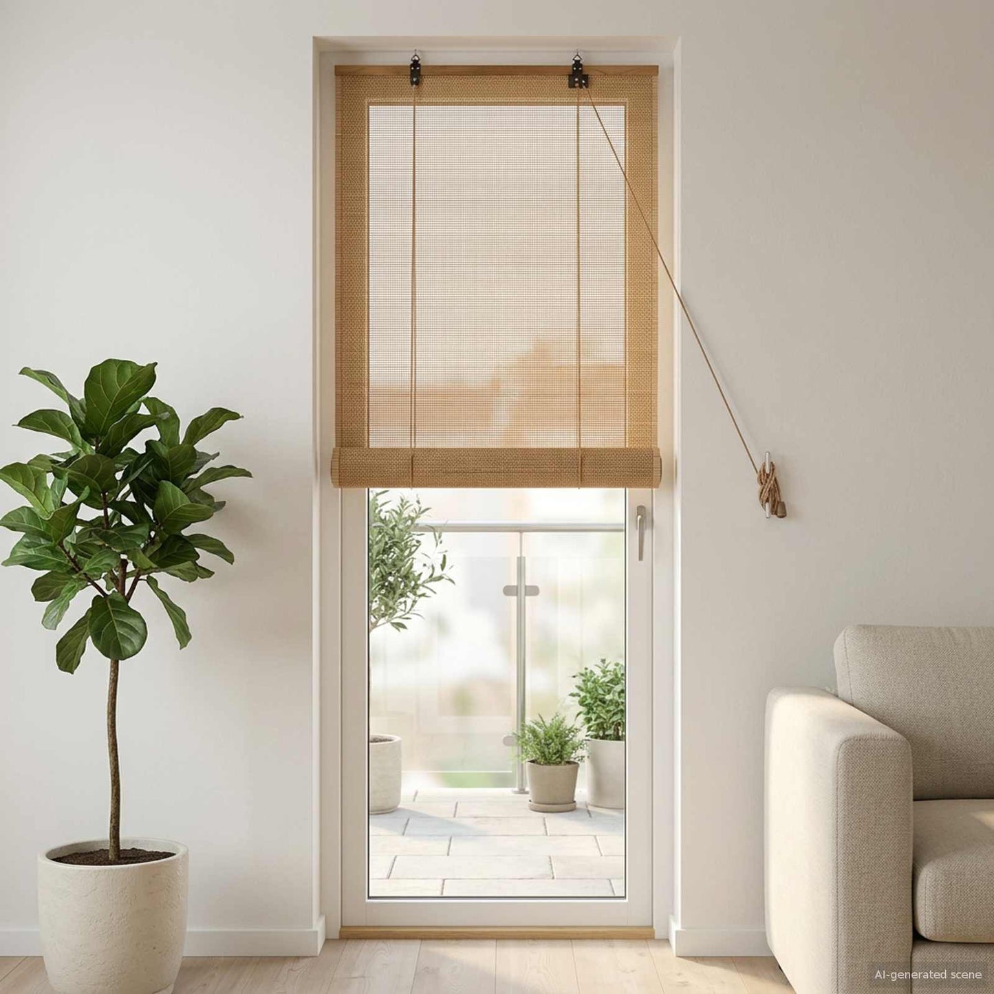 Roller Blind Brown 60 x 220 cm Bamboo