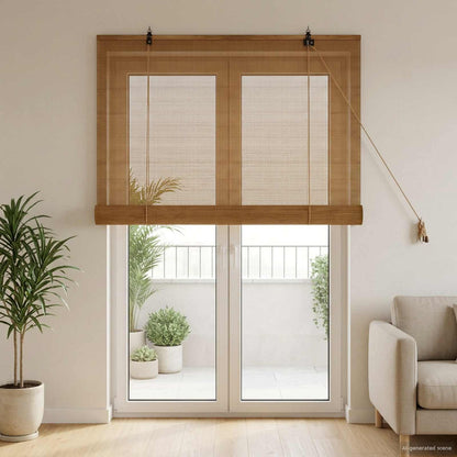 Roller Blind Brown 110 x 220 cm Bamboo
