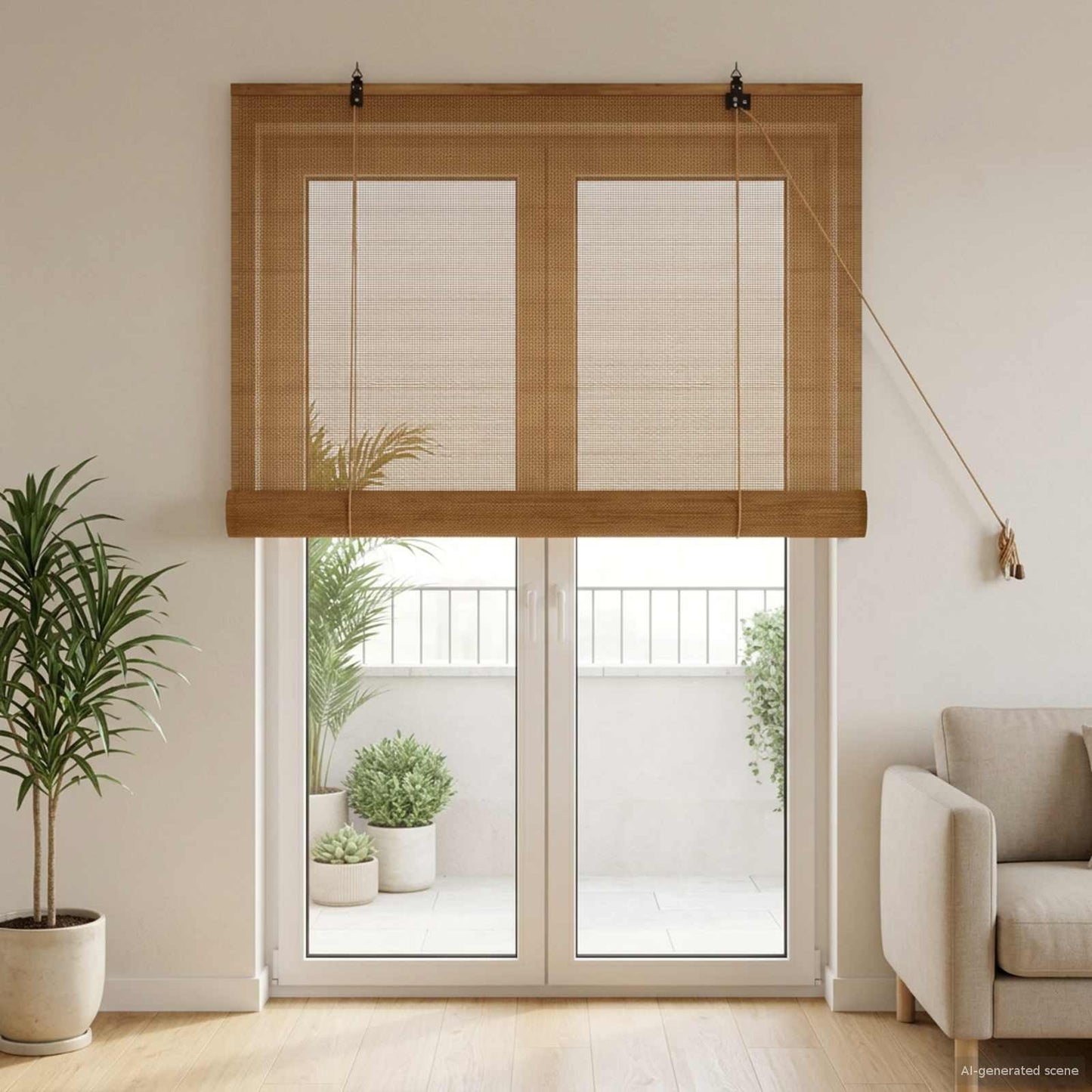 Roller Blind Brown 120 x 220 cm Bamboo