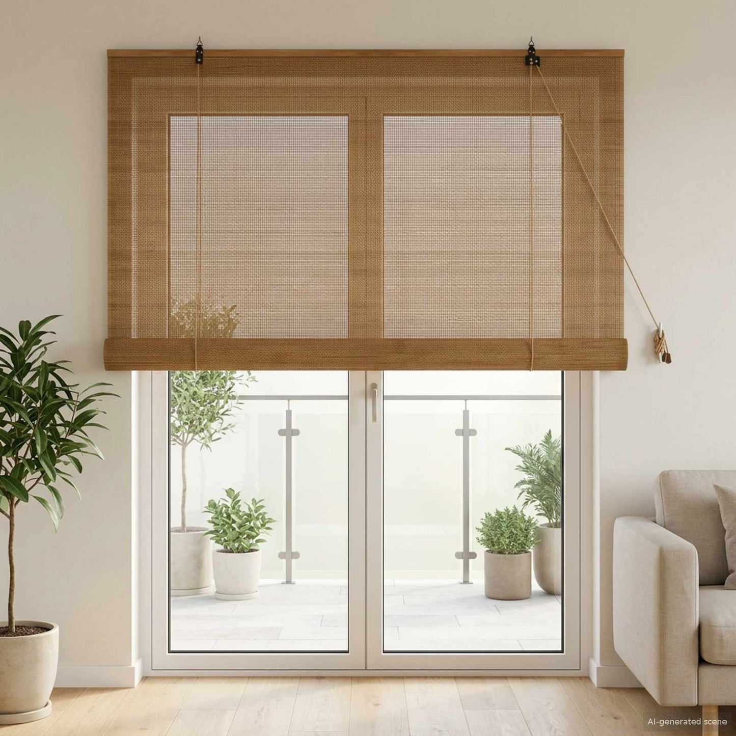 Roller Blind Brown 130 x 220 cm Bamboo