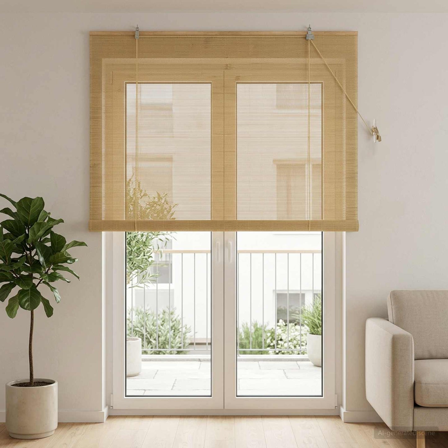 Roller Blind Natural 130 x 220 cm Bamboo