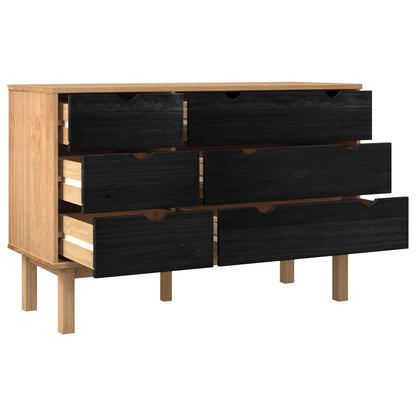 Drawer Cabinet OTTA Black 111 x 43 x 73.5 cm Solid Pine Wood