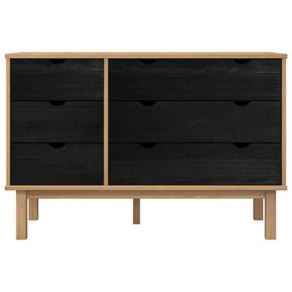 Drawer Cabinet OTTA Black 111 x 43 x 73.5 cm Solid Pine Wood