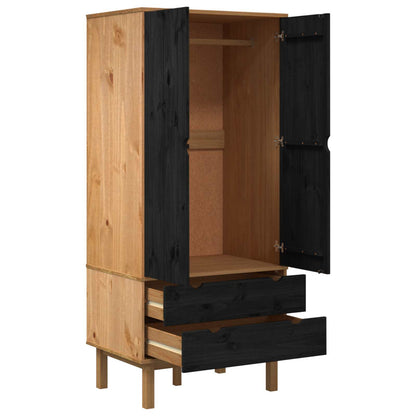Wardrobe OTTA Black 76.5 x 53 x 172 cm Solid Pine Wood