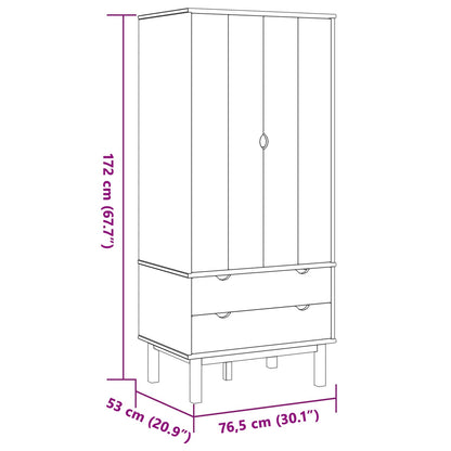 Wardrobe OTTA Black 76.5 x 53 x 172 cm Solid Pine Wood