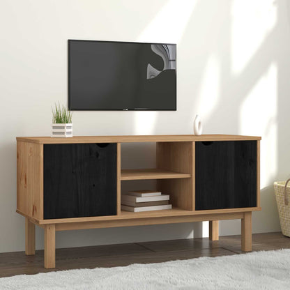 TV Stand OTTA 113.5 x 43 x 57 cm Black Solid Pine Wood