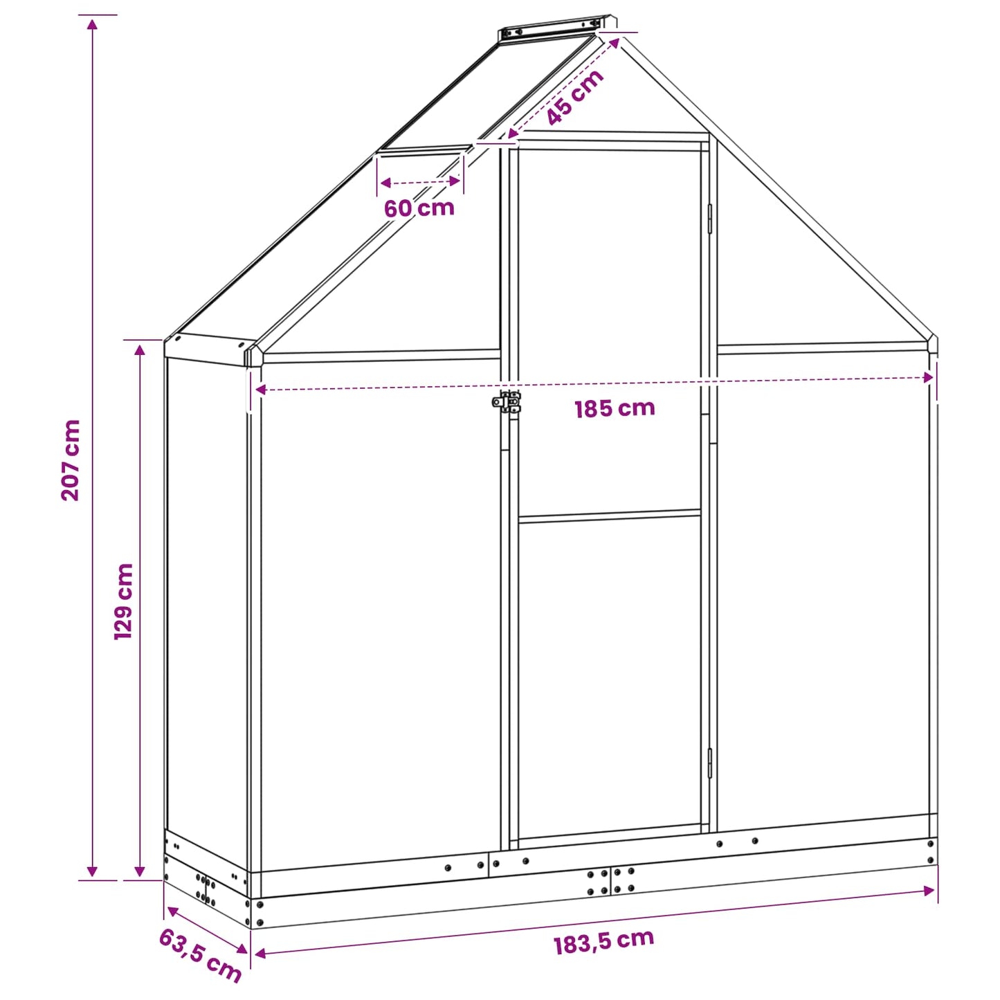 Garden Greenhouse with Door Anthracite 72.24 x 25.00 x 81.50 in
