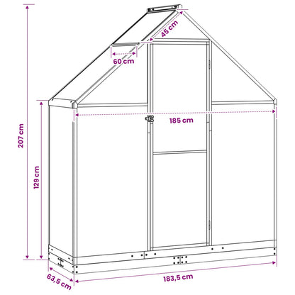 Garden Greenhouse with Door Anthracite 72.24 x 25.00 x 81.50 in