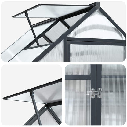 Garden Greenhouse with Door Anthracite 72.24 x 48.43 x 81.50 in
