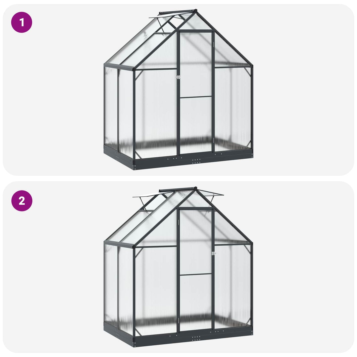 Garden Greenhouse with Door Anthracite 72.24 x 48.43 x 81.50 in