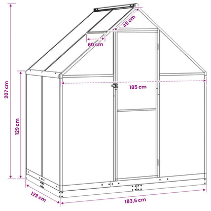 Garden Greenhouse with Door Anthracite 72.24 x 48.43 x 81.50 in