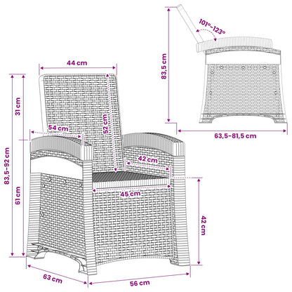 Reclining Garden Chair Rattan Look Light Grey PP