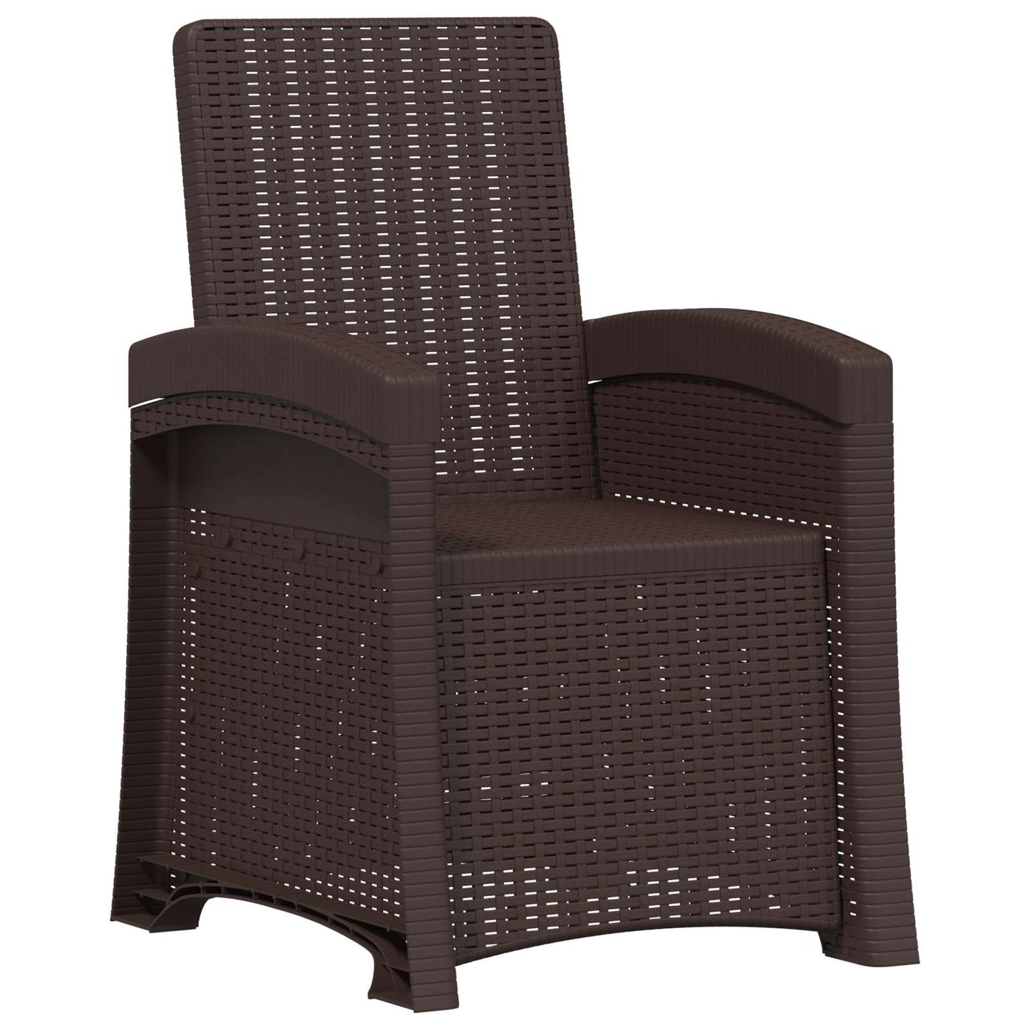 Reclining Garden Chair Rattan Look 2 pcs Brown PP