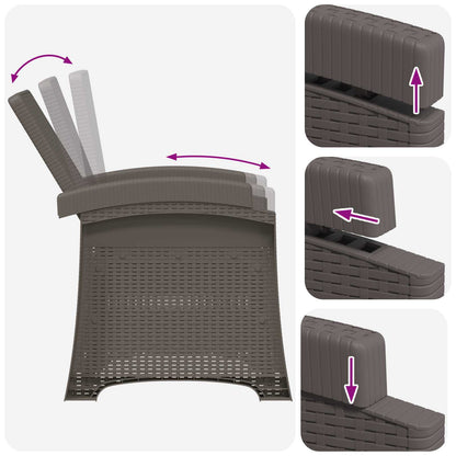 Reclining Garden Chair Rattan Look 2 pcs Light Grey PP