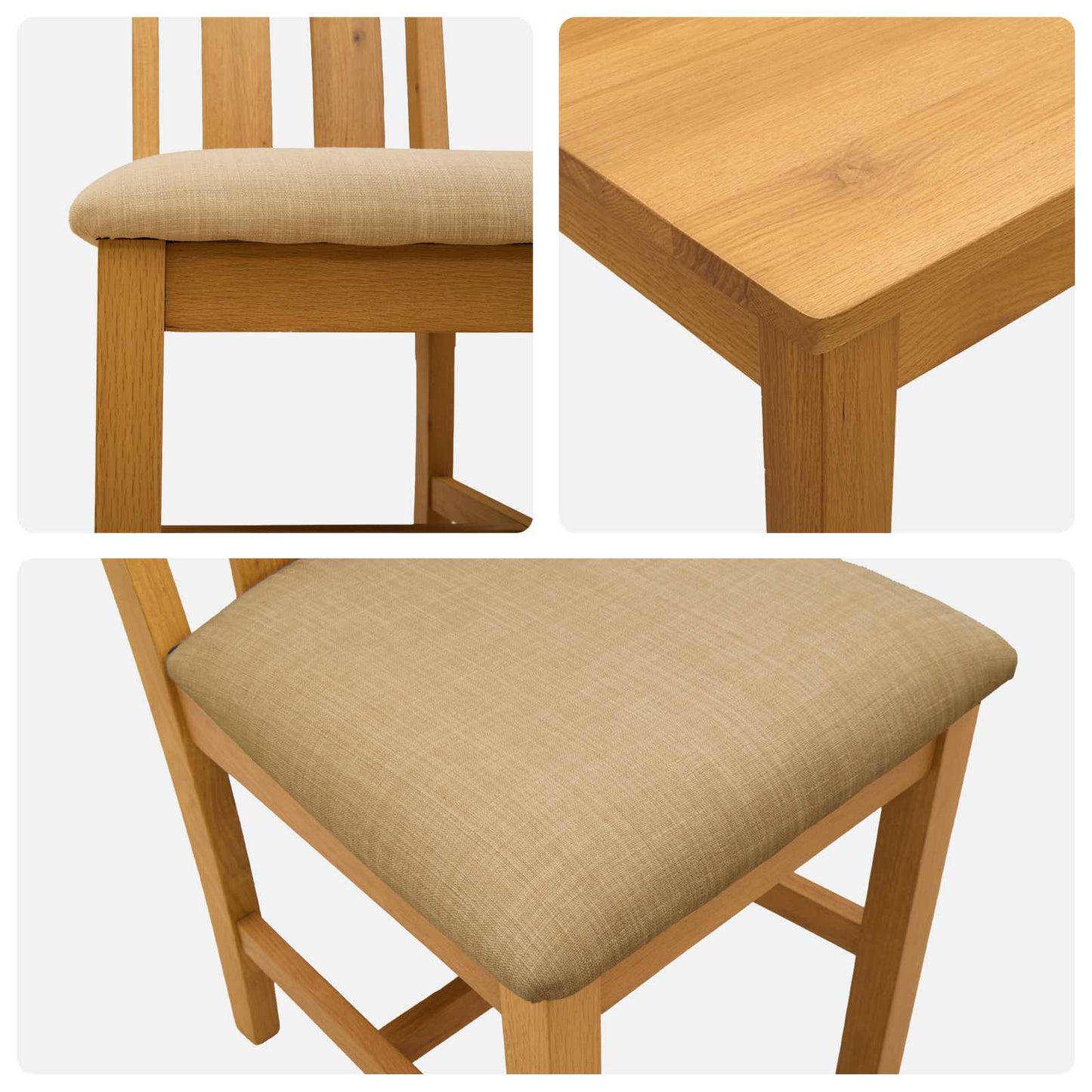 Dining Set 3 pcs Beige Solid Oak Wood
