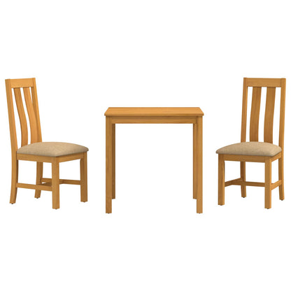 Dining Set 3 pcs Beige Solid Oak Wood
