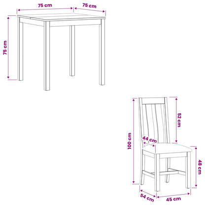 Dining Set 3 pcs Beige Solid Oak Wood