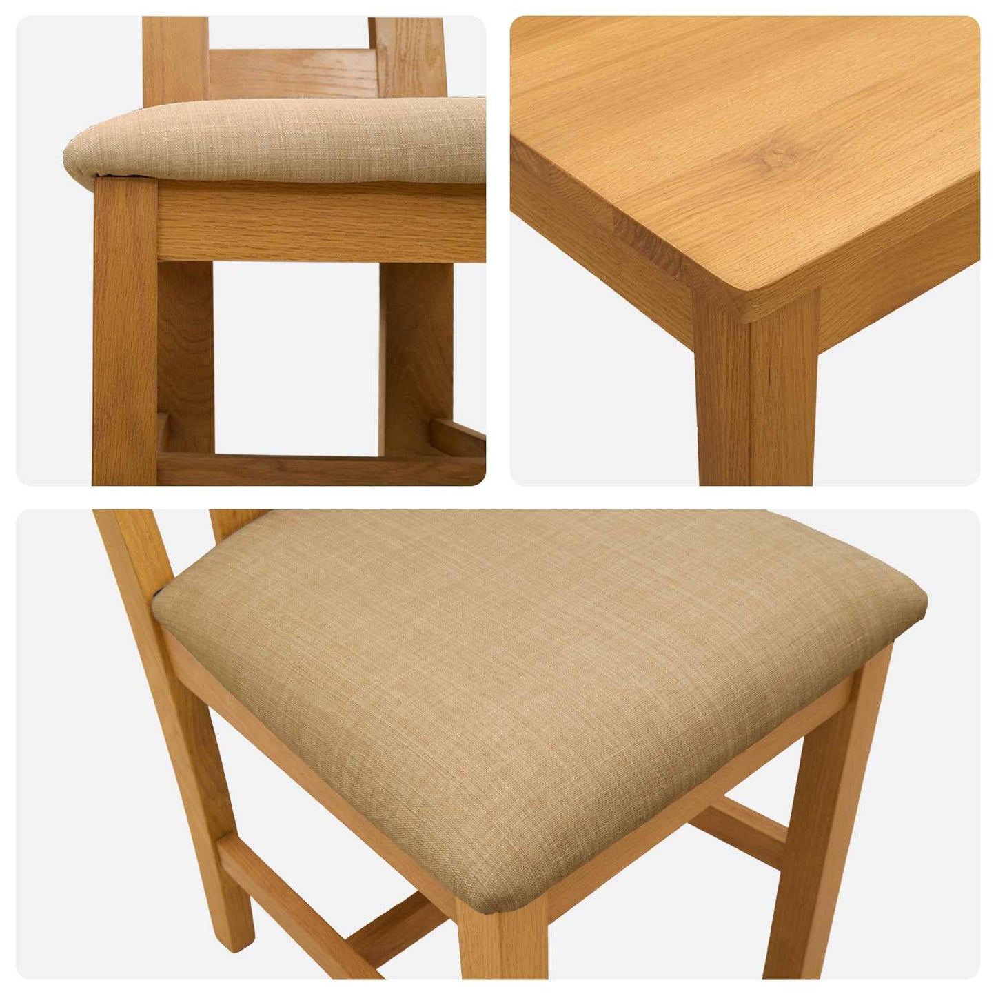 Dining Set 3 pcs Beige Solid Oak Wood