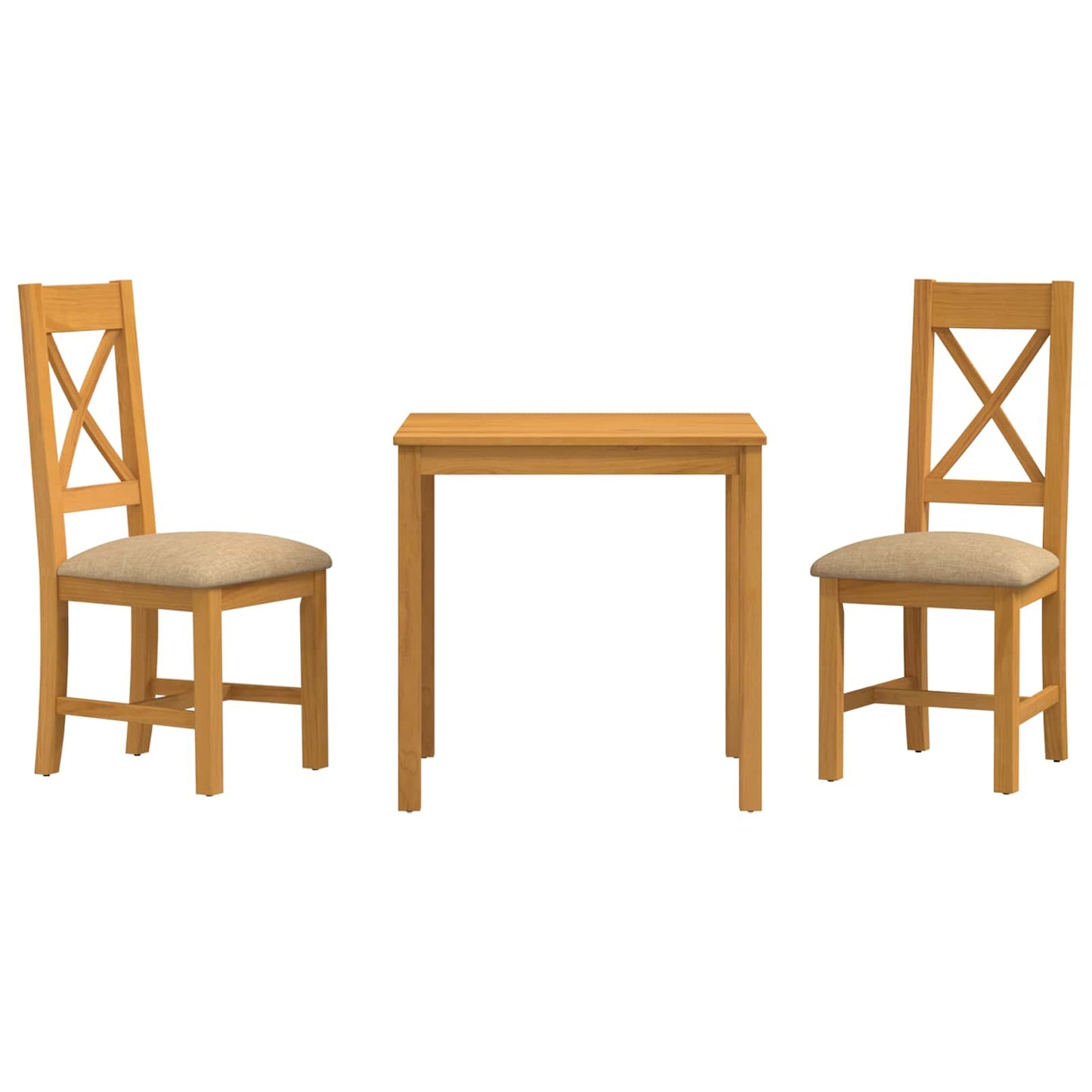Dining Set 3 pcs Beige Solid Oak Wood