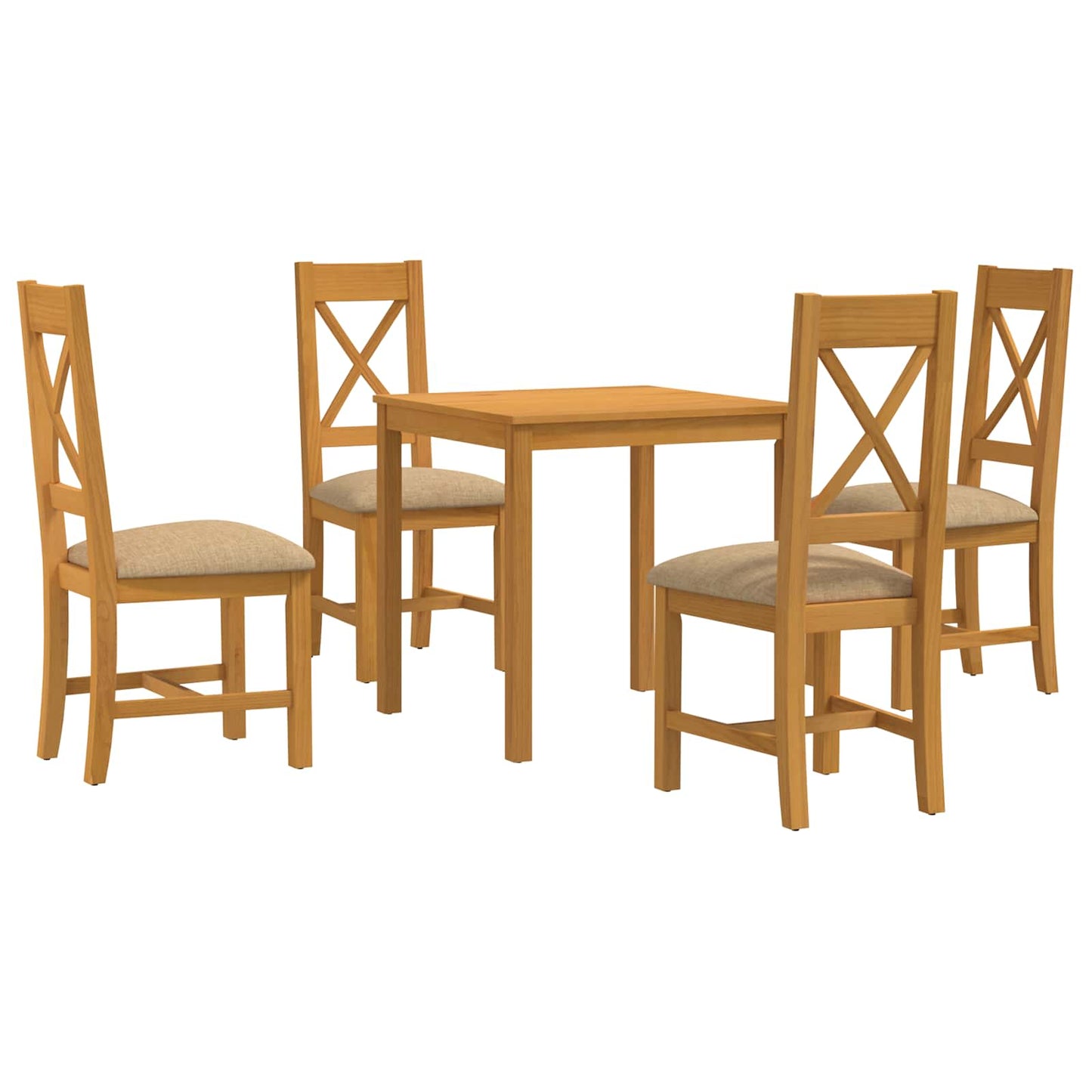 Dining Set 5 pcs Beige Solid Oak Wood