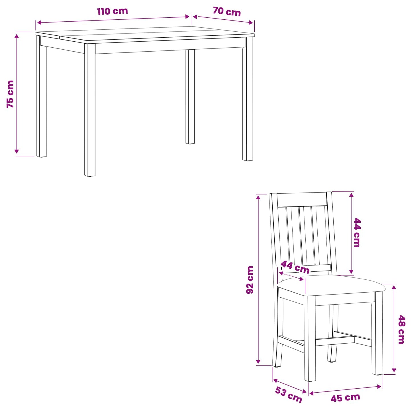 Dining Set 5 pcs Grey Solid Oak Wood