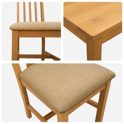 Dining Set 5 pcs Beige Solid Oak Wood