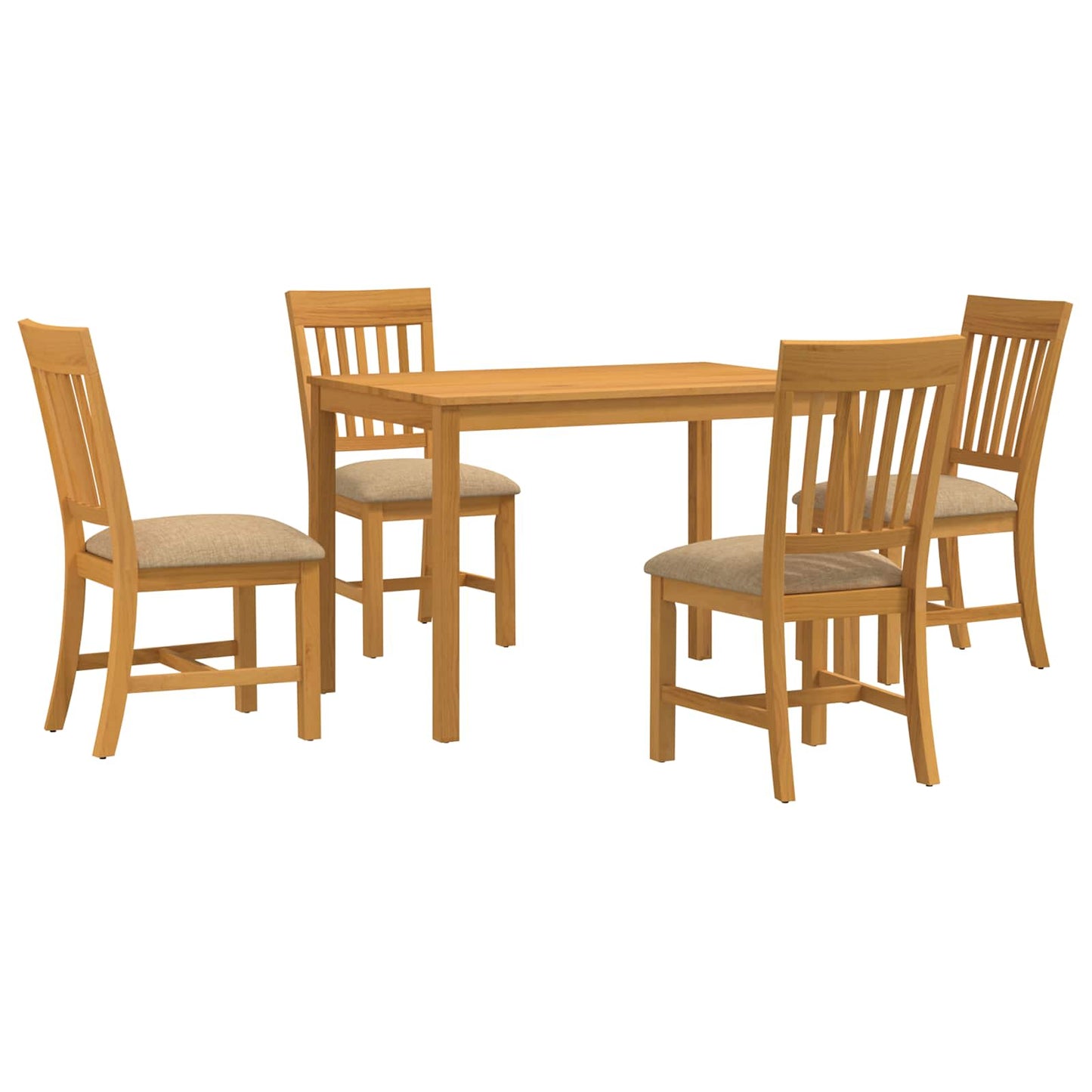 Dining Set 5 pcs Beige Solid Oak Wood