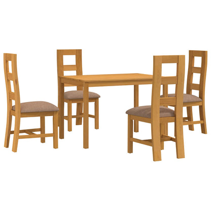 Dining Set 5 pcs Grey Solid Oak Wood