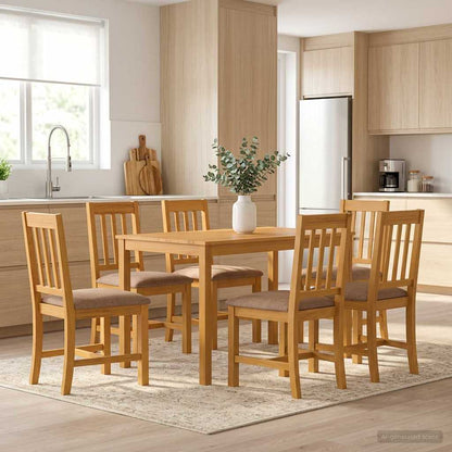 Dining Set 7 pcs Grey Solid Oak Wood