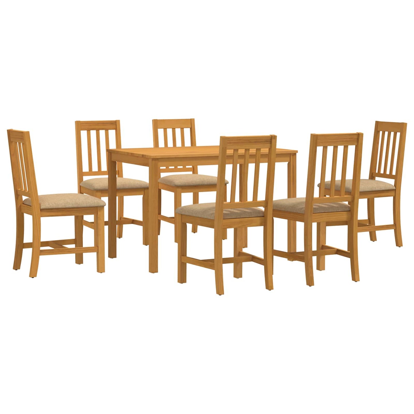 Dining Set 7 pcs Beige Solid Oak Wood