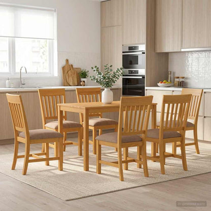 Dining Set 7 pcs Grey Solid Oak Wood