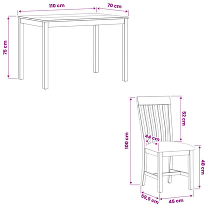 Dining Set 7 pcs Beige Solid Oak Wood