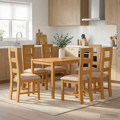 Dining Set 7 pcs Grey Solid Oak Wood
