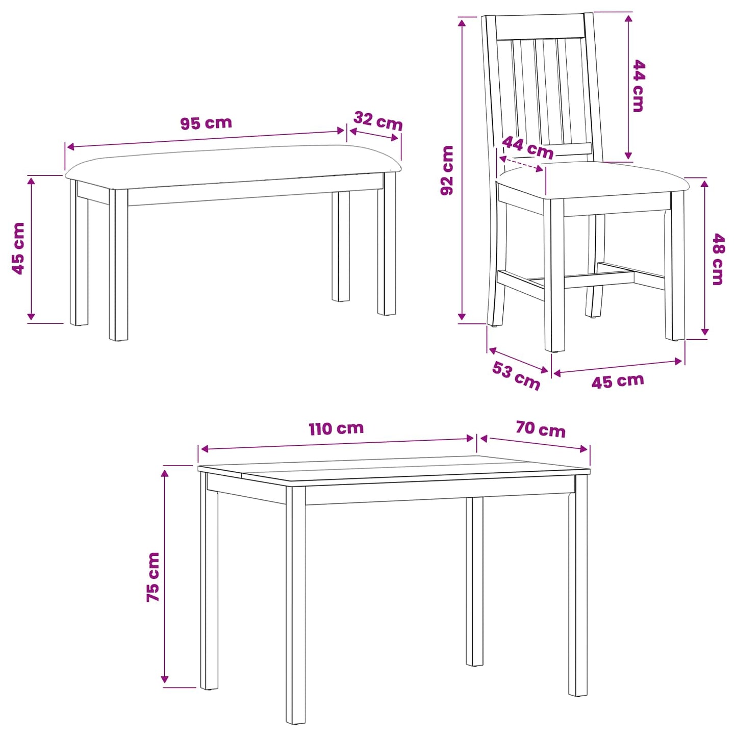 Dining Set 5 pcs Beige Solid Oak Wood