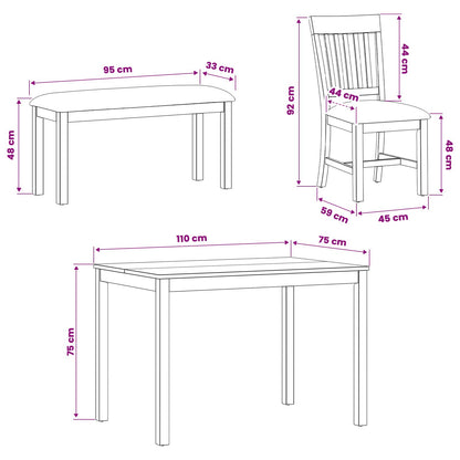 Dining Set 5 pcs Beige Solid Oak Wood